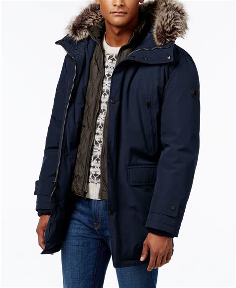 michael kors men's blue faux-fur windbreaker|Michael Kors men's jacket.